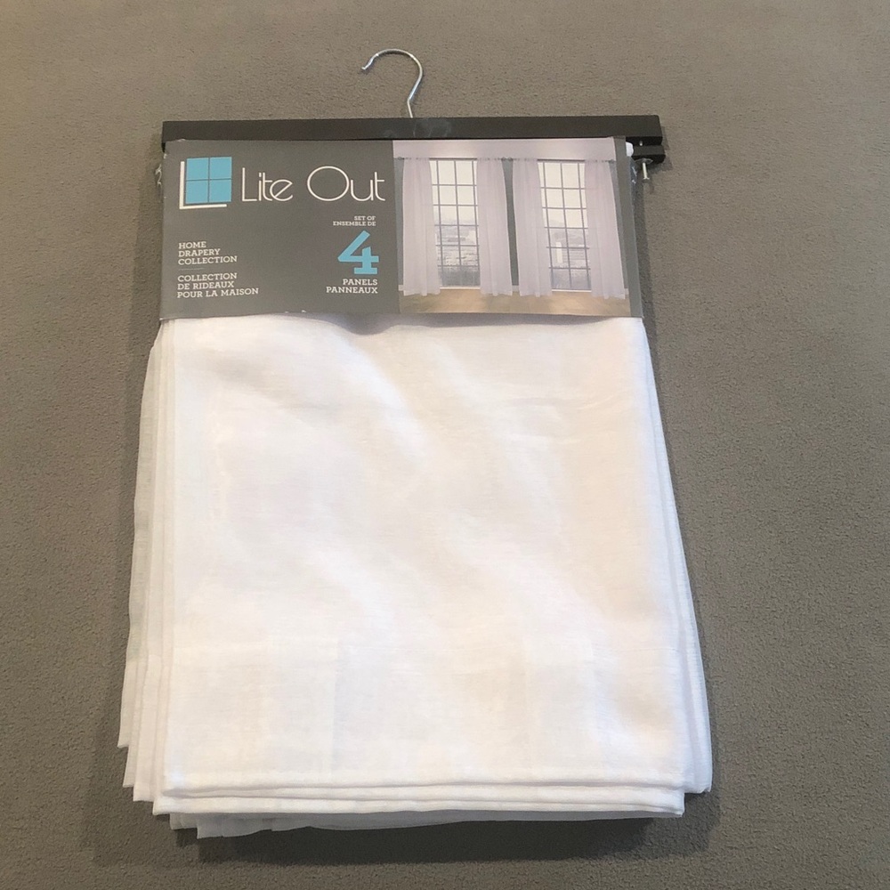Lite Out Home Drapery Collection Set of 4 52”x84” sheer white curtain panels NEW